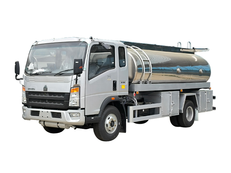 Howo fuel tank truck with dual compartments, two fuel dispensers, two flow meters and stainless steel tank body